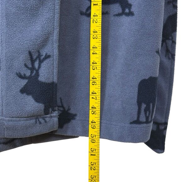 Croft & Barrow Mens Fleece Robe One Size Blue Moose Print Tie Belt Pockets Cozy - Picture 8 of 8